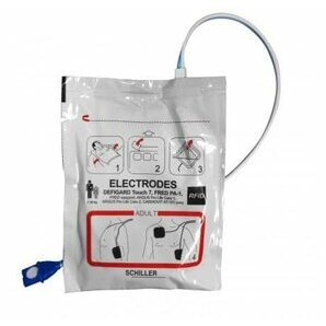 Électrodes adulte Schiller pré-connectées pour défibrillateur Fred PA-1, Easy Port Plus, DG Touch 7, HD-7 (Lot de 2)